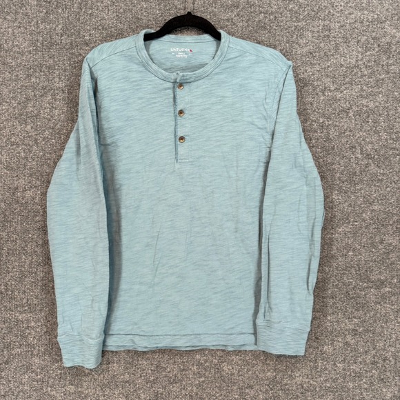 UNTUCKit Other - Untuckit Henley Shirt Mens Small Blue Slub Cotton Long Sleeve Tshirt Casual